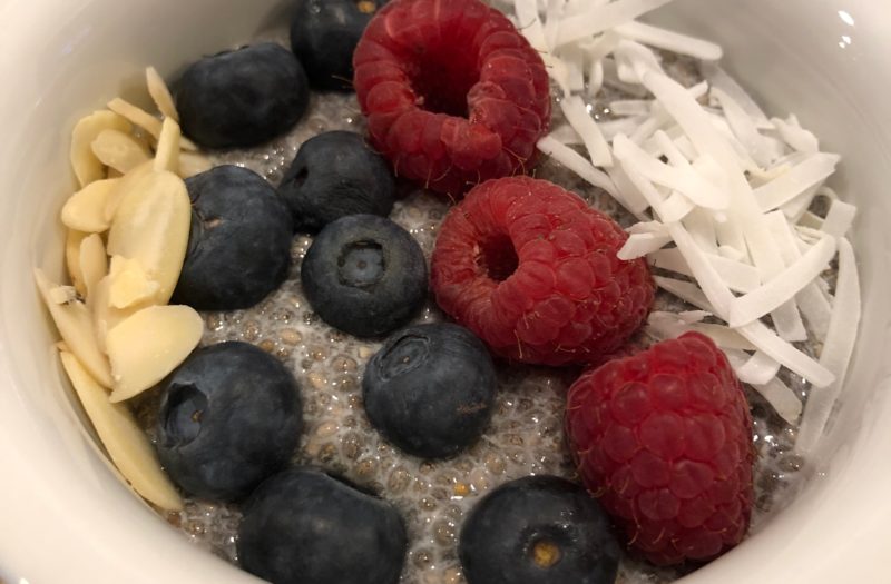 chia seed pudding with berries and nuts